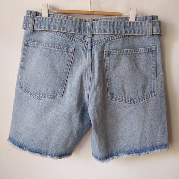 Zara 10 High Rise Denim Shorts with Belt Belted Light Wash Mom Jean Cuttoffs - Picture 8 of 11